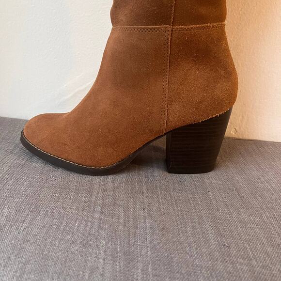 Crevo Atty Knee High Boots Women Size 6 Brown Suede Leather Boho Chic Block Heel - Picture 6 of 11